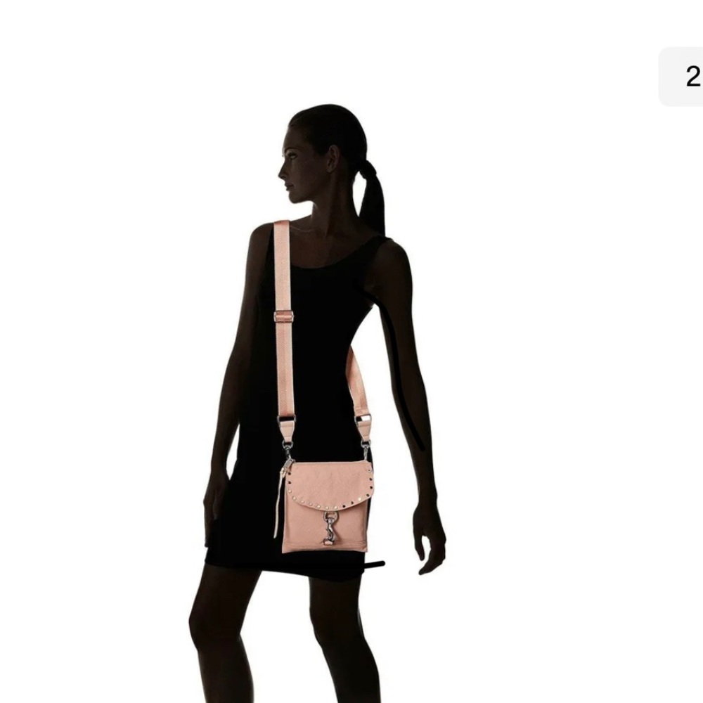 REBECCA MINKOFF DUSTY PINK NYLON FLAP CROSSBODY BAG… SILVER HARDWARE… NWT